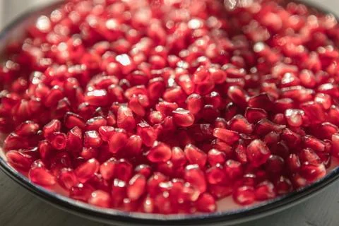 Close-up Full Frame Shot Of fresh and juicy Pomegranate Seeds Stock Photos