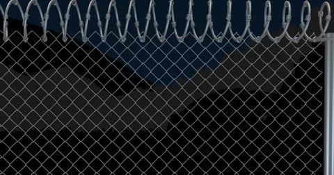 Close-up full frame shot of metal chainlink fence against sky during war Stock Illustration