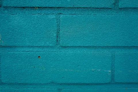 Close-up full frame of a teal painted brick wall Stock Photos