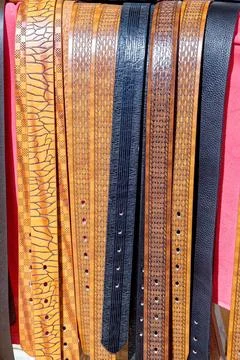 Close Up Full Frame Texture Shot of Assorted Embossed and Patterned Genuine.. Stock Photos
