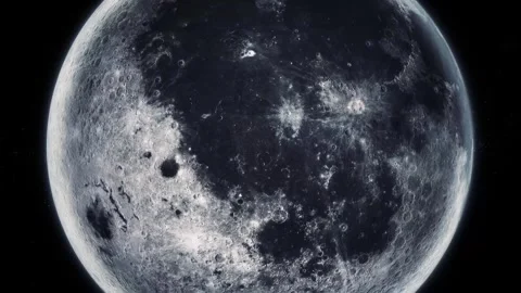 Close-up of the full moon against a dark black sky, showing detailed crater.. Vídeo Stock 340382747