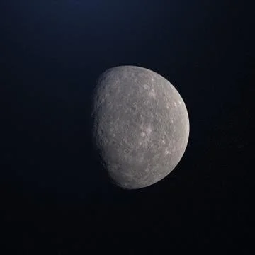 Close up of full planet moon isolated on black background. Print of digital a Ilustração Stock
