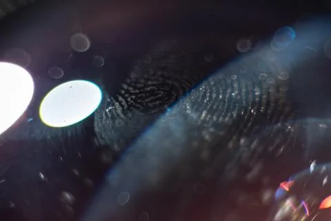 Close-up fullscreen macro with shallow depth of field of a fingerprint on a p Stock Photos