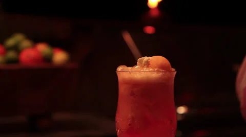 Close up of fun drink - Fire Stock Footage 34819125