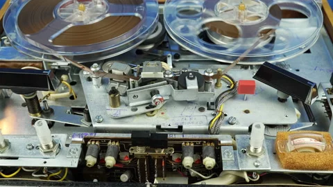 Close-up Function of an Old Mechanical Bamboo Tape Recorder. Video stock 227171115