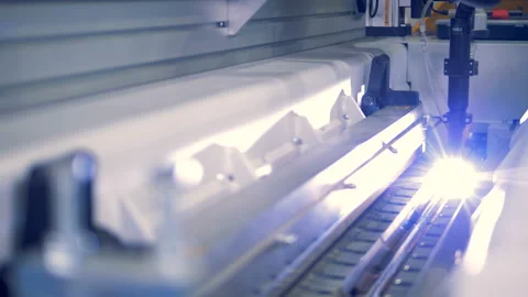 Close up of a functioning industrial machine with a switched-on light Stock Footage 90908041