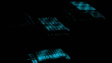 Close-up of a futuristic digital data code. Abstract background. Stock Footage 145305982