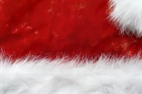 Close-up of fuzzy red and white Santa hat Foto stock
