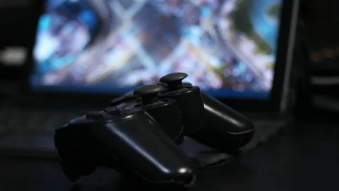 Close up of game stick with bokeh background Stock Footage 327410864