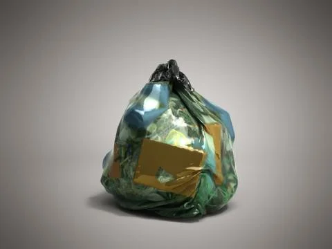 Close up of a garbage bag 3d render on darck background Stock Illustration