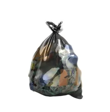 Close up of a garbage bag 3d render on white background no shadow Stock Illustration