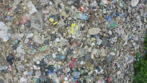 Close up of garbage landfill, showing an endless amount of garbage Stock Footage 146346278