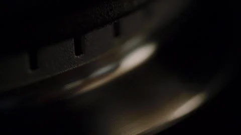 Close-up of a gas burner with a controlled blue flame Video stock 301666722