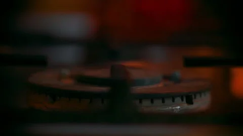 A close-up of a gas cooking ring being lit. Stock Footage 130481708