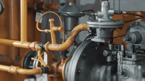 Close-up of a gas reducer at a gas distribution station Stock Footage 306815548