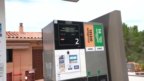 Close up on the gas station while doing diesel Stock Footage 169697727