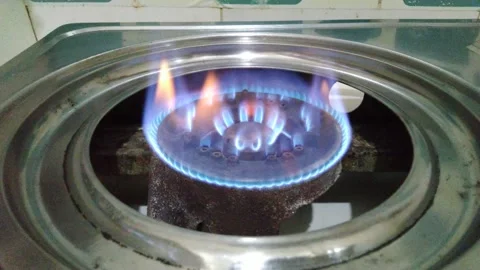 Close up of gas stove ignition in the kitchen Stock Footage 326021587
