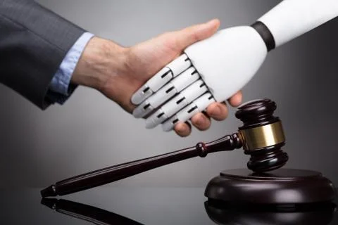 Close-up Of Gavel On Gray Background Stockfoto's
