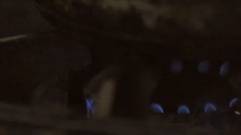 Close-up of a gaz stove Stock Footage 109399994