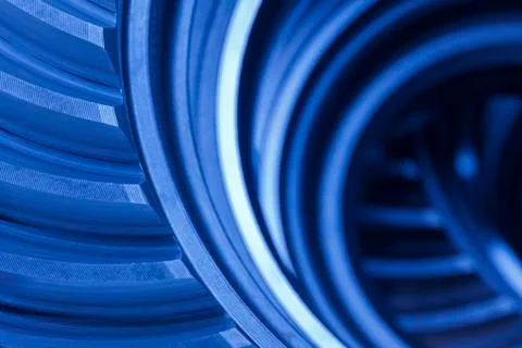 Close-up of a gear wheel in an engine - dark blue color Фото