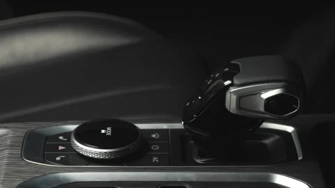 Close-up of the gearbox. Artificial lighting. Slow camera movement.Interior of a Stock Footage 273278419