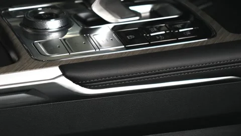 Close-up of the gearbox. Artificial lighting. Slow camera movement.Interior of a Stock Footage 273278438