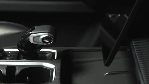 Close-up of the gearbox. Artificial lighting. Slow camera movement.Interior of a Stock Footage 273278453