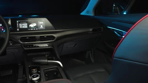 Close-up of the gearbox. Artificial lighting. Slow camera movement.Interior of a Stock Footage 273278464