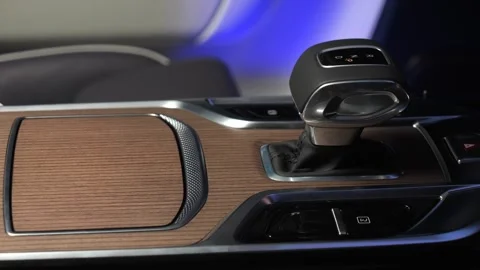 Close-up of the gearbox. Artificial lighting. Slow camera movement.Interior of a Stock Footage 273278475