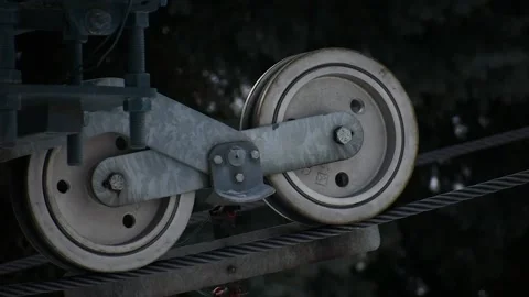 Close up of Gears and Wheels of Ski Hill Chair Lift, Mechanical Movement Video stock 148705552