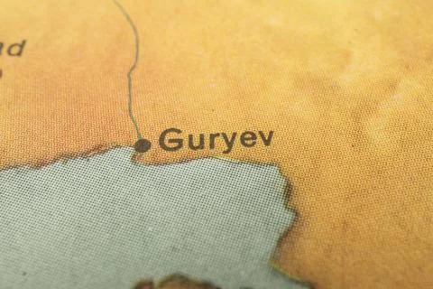 Close-up of a geographical map showing flat terrain region named Gney, poss.. Stock Photos