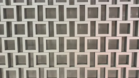 Close-up of Geometric Metallic Wall with Silver Square Pattern Stock Footage 331555818
