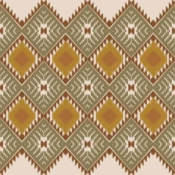 Close-up of geometric patterned fabric with green and brown Stock Illustration