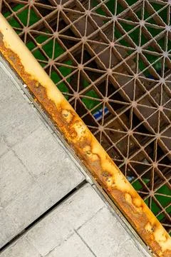 Close-up of geometric patterned wall with colorful mosaic tiles Stock Photos