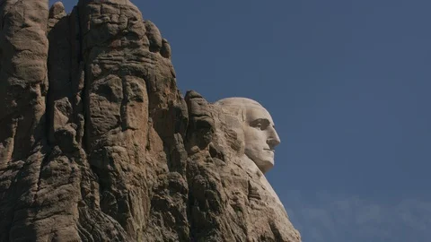 Close up of George Washington at Mount Rushmore National Memorial, South Dakota Stock Footage 101281452