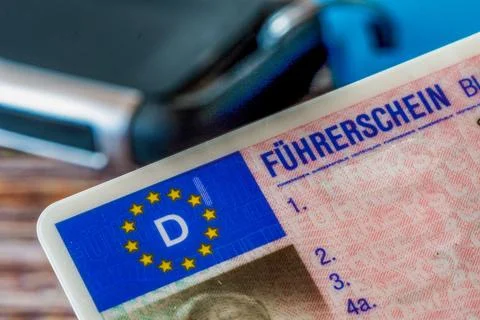 Close-Up of a German EU Driver License Stock Photos