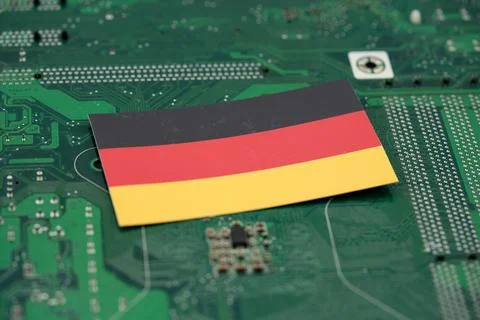Close up of German flag with computer hardware Stock Photos