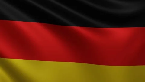 Close-up of the German flag waving in the wind. Fluttering national 3d German Stock Footage 218989384