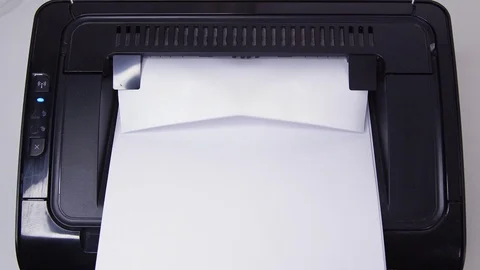 Close up getting Print of Big Data on Paper from Printer Stock Footage 124086091