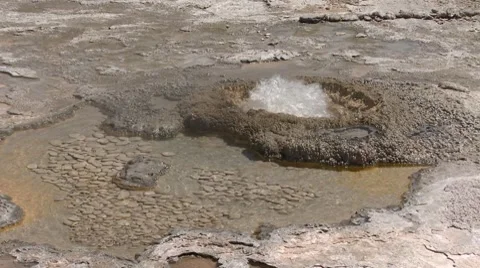 Close up of geyser bubbling in Yellowstone Stock Footage 8678039