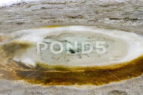 Close up of geyser formation in Upper Geyser Basin, Yellowstone National Park Stock Photos