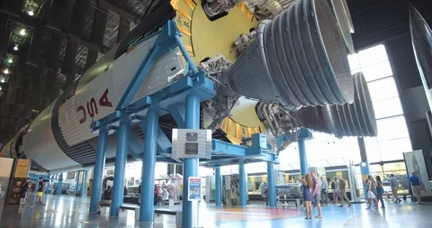 Close Up of Giant U.S. Space Rocket Thrusters, Space &amp; Rocket Center 動画素材 119026563