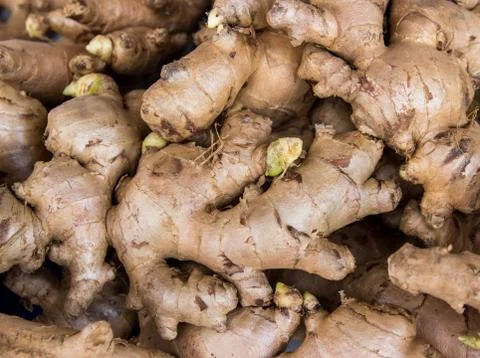 Close up of ginger root Stock Photos