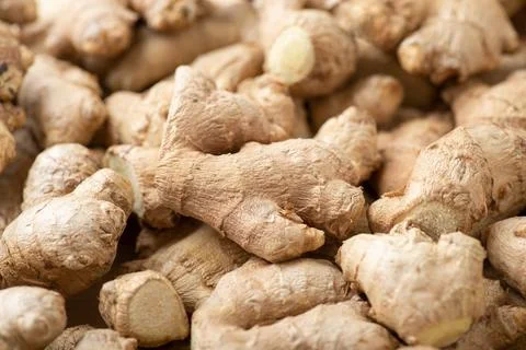 Close up of ginger roots Stock Photos