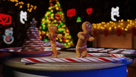 Close-up of gingerbread men dancing Stock Footage 256680420