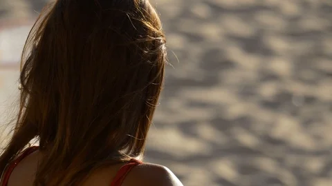 Close Up Girl On The Beach Stock Footage 90106639