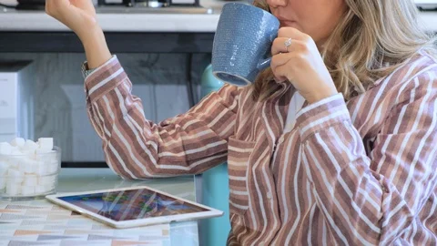 Close up of girl that eats cookie and enjoys its taste Stock Footage 128551289