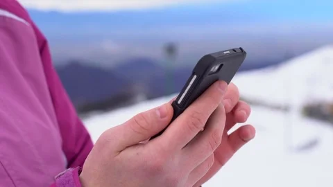 Close up of girl texting on a smartphone. Stock Footage 76501099