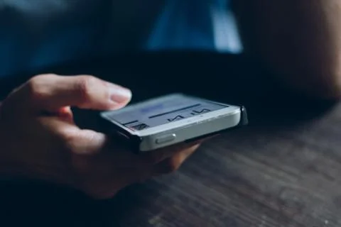 Close up of a girl using mobile smart phone Stock Photos
