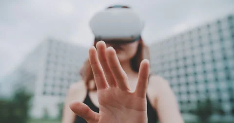 Close up of a girl using virtual reality Stock Footage 201681288